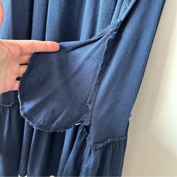 TRIBAL Notch Neck Embroidered Dress in navy blue - Picture 10 of 14